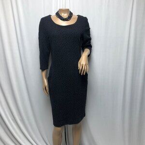 Sharagano Dress Womens Size 8 Textured Knit Gray Blue Fitted Office Cocktail